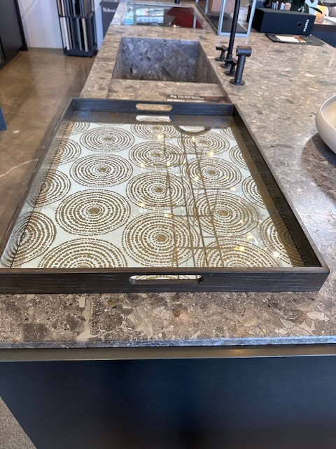 GOLD MULTI BEADS Mist-Aged Mirror Tray